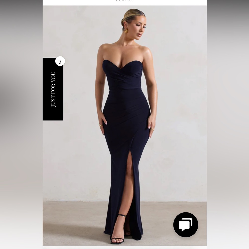 Club L London Navy Blue Corset Style Split Dress